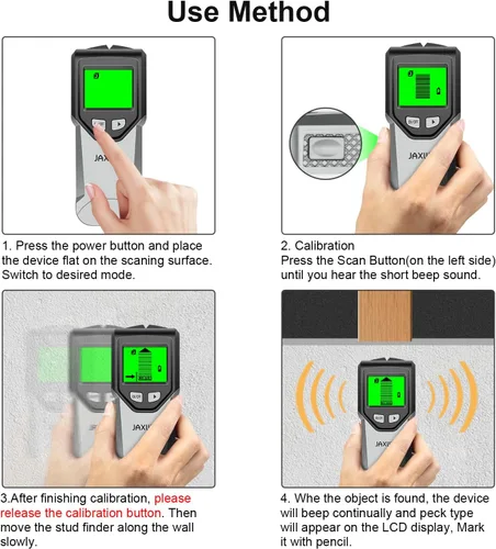Miniatura 9 de Detector de Vigas Escáner de Pared - Herramienta Detector de Vigas 5 en 1 con Chip Inteligente y Pantalla LCD HD, Detector de Vigas Buscador
