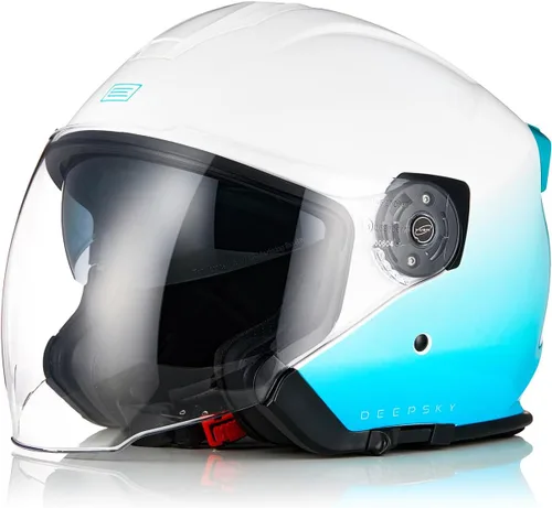 Miniatura 7 de ORIGINE Casco de motocicleta de cara abierta 3/4 con doble visera para scooters, aprobado por DOT