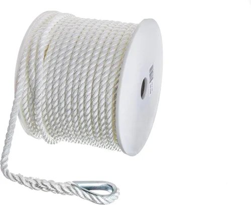 Miniatura 2 de Seachoice - Cuerda de anclaje, 3 hebras trenzadas, color blanco, nailon