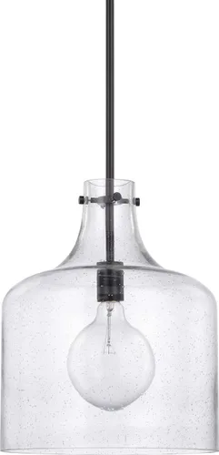 HomePlace Lighting 325712MB Crawford - Lámpara colgante con tarro de vidrio transparente industrial/urbano, 1 luz de 100 vatios, 15 pulgadas de alto