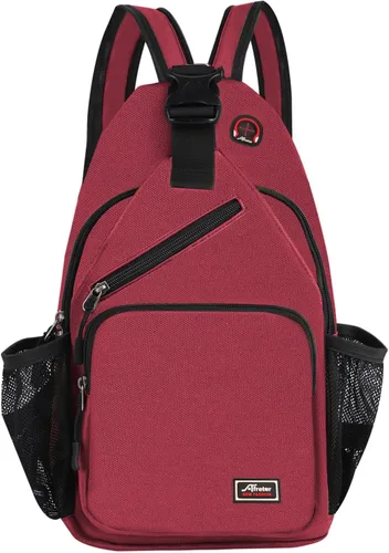 Miniatura 10 de Mochila bandolera para hombres y mujeres, mochila de hombro, bolsa de viaje, senderismo, bolsa de pecho, mochila (blanco)
