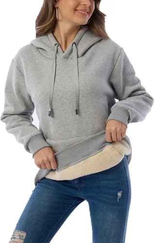 Miniatura 2 de Malajisi Sudadera con capucha para mujer, forro polar, sherpa, para invierno, casual, ajuste holgado
