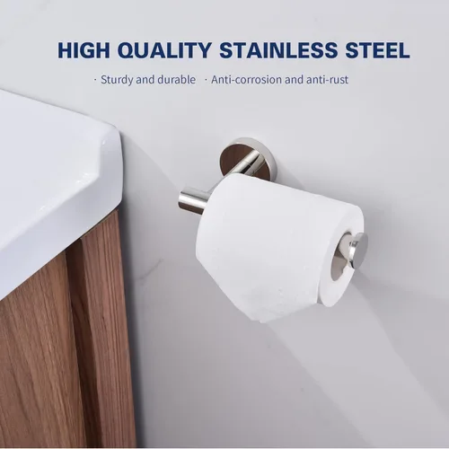 Miniatura 4 de Juego de accesorios de baño, 3 piezas de acero inoxidable de alta calidad, incluye soportes para papel higiénico de 5 pulgadas y 2 ganchos