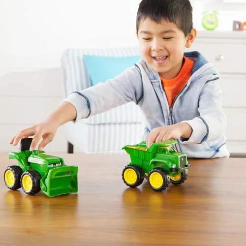 Miniatura 7 de TOMY - Juego de vehículos John Deere – Incluye camión volquete y tractor de juguete con cargador para caja de arena, juguetes para exteriores