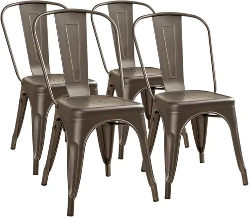 Miniatura 8 de Furmax Silla de comedor de metal para uso en interiores y exteriores, apilable, clásica, Trattoria, elegante, comedor, bistró, cafetería, sillas
