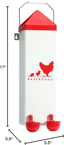Miniatura 4 de RentACoop Bebedero de pollo de altura alta de 2 galones con tazas de llenado automático, pezones horizontales, cono anti-gallina y kit de montaje