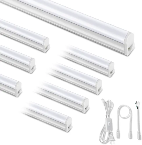 Miniatura 11 de Paquete de 6 lámparas LED T5 integradas de 4 pies, 6500 K, 20 W, 2300 lm (blanco superbrillante) LED enlazable, luz de tienda LED para techo