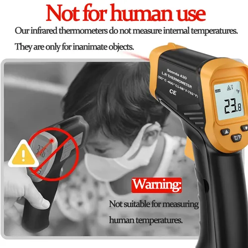 Miniatura 2 de Termómetro infrarrojo, medidor de temperatura láser digital de -37 °F ~ 932 °F (-25.6 °F ~ 752.0 °F) pistola de temperatura IR (no para humanos)