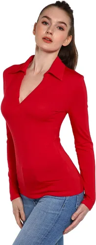 Miniatura 2 de AmélieBoutik Polo de manga larga con cuello en V para mujer