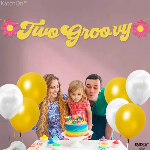Miniatura 7 de KatchOn, Cartel con purpurina de dos geniales – 10 pies, sin bricolaje Dos decoraciones de fiesta geniales Dos guirnaldas geniales, dos