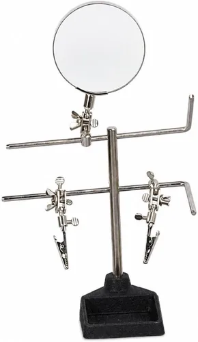 Miniatura 3 de MAGNA-DESK Lupa de mano ayudante 2x Base pesada Diámetro de lente de 3.5 pulgadas Mango ajustable Abrazaderas de cocodrilo seguras Ideal