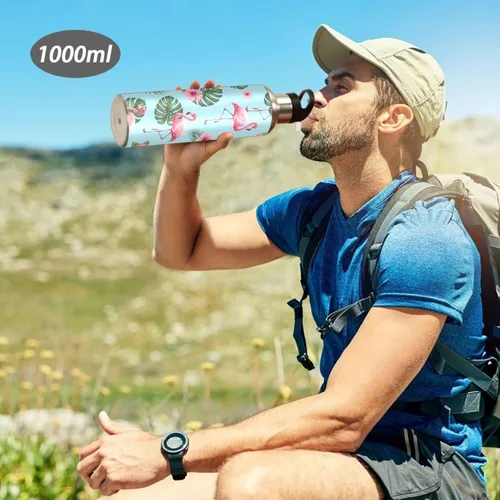 Miniatura 7 de Tropical Pink Flamingos Blue Insulated Water Bottle 20 Oz Leakproof Water Bottles, BPA-Free Sport Water Bottle Insulated