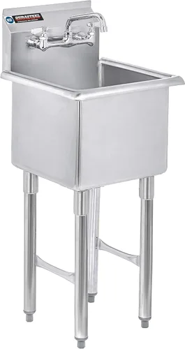 Miniatura 15 de DuraSteel 304 Fregadero Utilitario Comercial de Acero Inoxidable - 18 Pulgadas de Tubo Independiente, Fregadero de Preparación para Cocina con Grifo