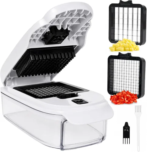Miniatura 8 de Picador de verduras 13 en 1 Picador de cebolla · Picador de verduras con recipiente · Picador de ensalada · Cortador de patatas – Regalo