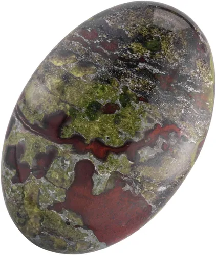 mookaitedecor Piedra pulida de jaspe de sangre de dragón con bolsillo de piedras de palma de cristal curativo para decoración del hogar, forma Verde