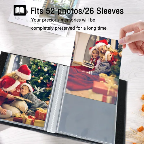 Miniatura 3 de Artmag - Paquete de 2 álbumes de fotos pequeños de 4 x 6 pulgadas, cada paquete con 26 páginas transparentes, para 52 fotos verticales de 4 x 6