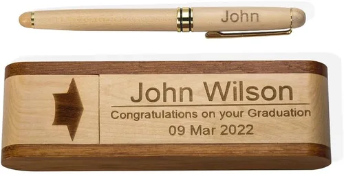 Juego de bolígrafos y estuches de madera personalizados, bolígrafo de madera natural, regalo de cumpleaños/Navidad/graduación para