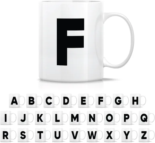 Miniatura 30 de Retreez Taza con monograma con monograma del alfabeto de la A a la Z con inicial, tazas de café de cerámica de 11 onzas – Agradecimiento