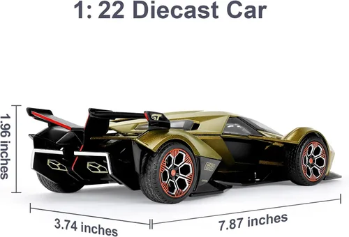 Miniatura 5 de SASBSC Autos de juguete para niños de 4-7 8-12 años V12 Coche de carreras de juguete con luz y sonido 1:22 Coches modelo de metal fundido a presión