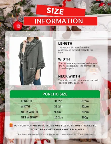 Miniatura 6 de Ferand Suéter poncho de punto con capucha y rayas en zigzag para mujer con flecos