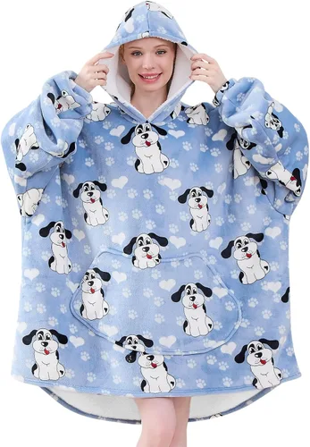 Miniatura 29 de Moinlizy - Sudadera con capucha tipo manta extragrande, portátil con capucha y bolsillo, de grueso sherpa, para mujeres y hombres adultos
