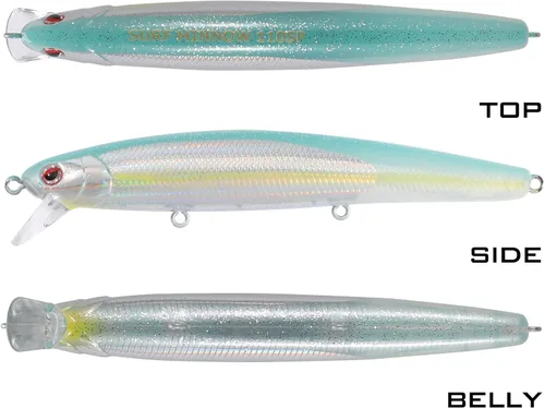 Miniatura 5 de LITTMA Señuelos de pesca de surf de California Señuelos de pesca de agua salada Jerkbait Crankbait Surf Minnow 110 - Sardina metálica Super Glow