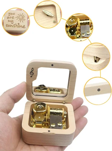 Miniatura 3 de Sinzyo You are My Sunshine - Caja de música de madera maciza tallada con láser, cajas musicales para cumpleaños, día de San Valentín, Navidad