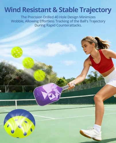 Miniatura 4 de Paquete de 24 bolas de pickleball – 40 agujeros sin costuras moldeadas roto para uso en exteriores e interiores, material TPE duradero, aprobado por
