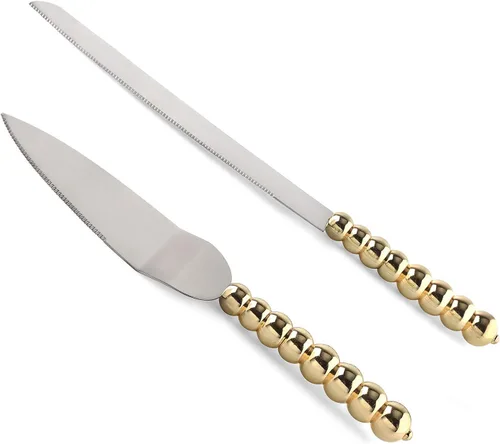 Miniatura 14 de Homi styles Juego Elegante de Cuchillo y Servidor para Pastel Blanco, Cortador de Pastel y Espátula para Pie, Juego de Servidor y Cuchillo