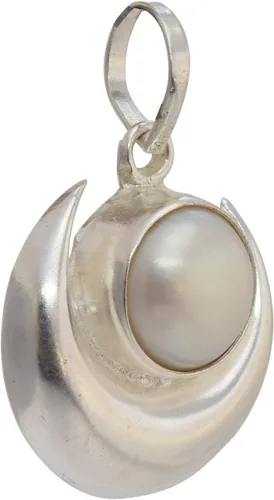 Miniatura 2 de Medallón con colgante de perla de media luna de plata 925 para mujeres y hombres