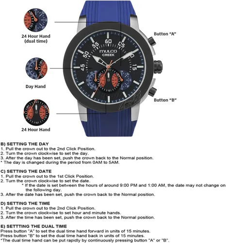Miniatura 47 de MULCO Relojes para hombre - Creek, caja de acero inoxidable con correa de silicona para la muñeca, movimiento multifuncional de cuarzo, pantalla