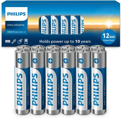 Miniatura 15 de PHILIPS Paquete de 12 pilas AA Batería doble A ultra alcalina de 1.5 V 132% más de potencia que el estándar de la industria Larga duración