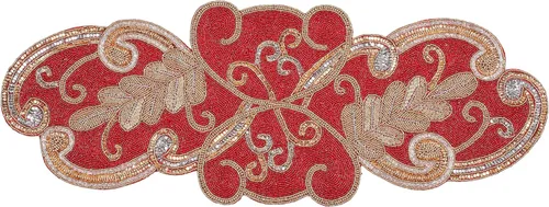 Miniatura 7 de Camino de mesa rojo navideño, camino de mesa navideño con cuentas de 36 pulgadas, camino de mesa con cuentas brillantes, centros de mesa