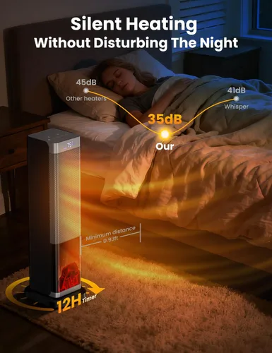 Miniatura 5 de Calentadores de espacio para uso en interiores, calentador eléctrico de cerámica PTC de 1500 W con termostato, pantalla de temperatura ambiente