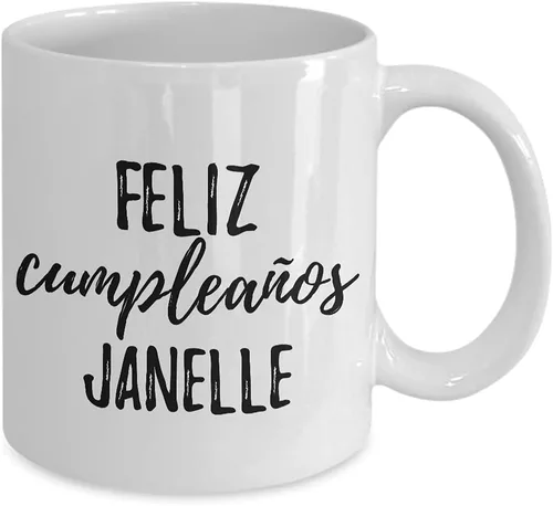 Miniatura 2 de Feliz Cumpleanos Janelle Mug Spanish Happy Birthday Personalized Name Gift Coffee Tea Cup 11 oz