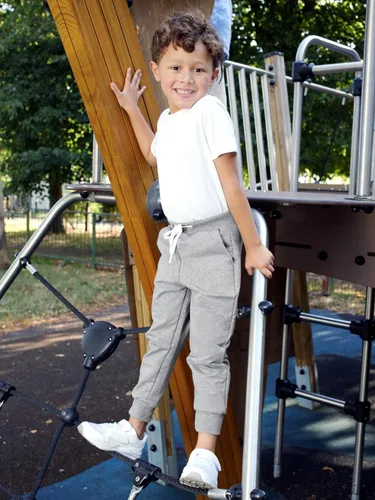 Miniatura 6 de Resinta Paquete de 3 pantalones deportivos de algodón para niños pequeños, pantalones deportivos con bolsillo, ropa de entrenamiento
