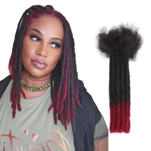 Miniatura 16 de Viovian Extensiones de rastas de 0.23 pulgadas de cabello humano de 6 pulgadas, 20 hebras ombré, extensiones de cabello humano para hombres, 1b/27
