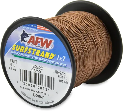 Miniatura 13 de Surfstrand Bare 1x7 Cable Líder de Acero Inoxidable - Línea Líder de Pesca para Agua Salada, 20lb Test - 325lb Test en Brillante, Camuflaje