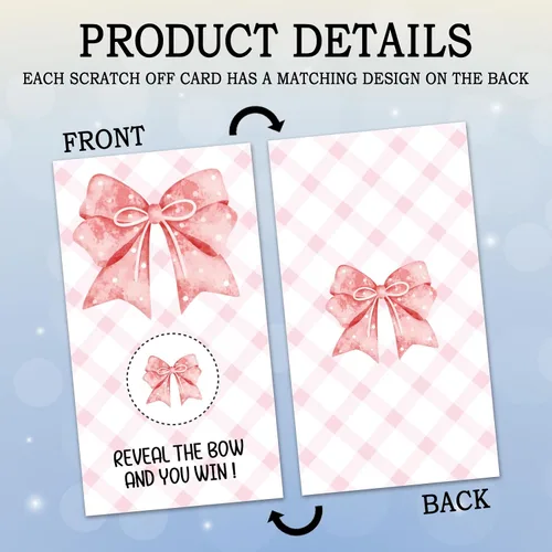 Miniatura 3 de REWIDPARTY 32 tarjetas para raspar con lazo rosa, boletos para raspar con lazo de acuarela, boletos de sorteo de lotería para bodas, baby shower
