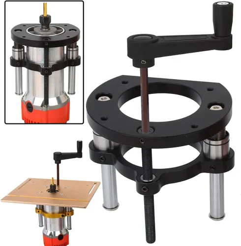 Miniatura 4 de Elevador de enrutador ajustable para máquina de recorte universal de 65 mm de diámetro, base de enrutador de aluminio debajo de la mesa para placa