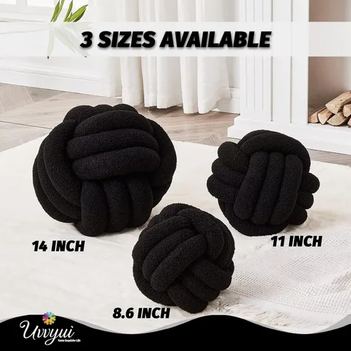 Miniatura 2 de Uvvyui - Almohada de nudo en forma de bola, almohadas decorativas suaves para el hogar, cojín redondo de arrojo, almohada de felpa anudada hecha a