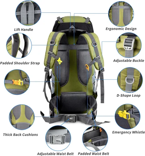 Miniatura 7 de Night Cat Mochilas de senderismo 70L para acampada y senderismo para hombres y mujeres, ligeras para actividades al aire libre y montañismo, sin