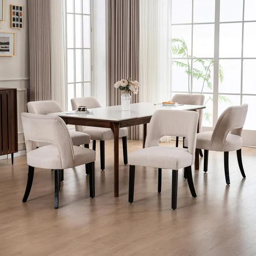 Miniatura 48 de VKNOW Juego de 2 sillas de comedor de madera, silla de comedor tapizada en tela moderna, silla de cocina, silla de cena de granja para cocina y Verde