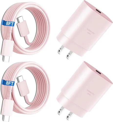 Miniatura 13 de Cargador súper rápido tipo C, bloque de cargador de pared rápido USB C de 25 W y cable de carga rápida súper largo de 8 pies para Samsung Galaxy
