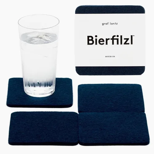 Miniatura 60 de Graf Lantz - Juego de 4 posavasos redondos de lana de merino Bierfilzl - Negro (círculos de 10 cm) - Absorbe el 30% del peso - Lana alemana