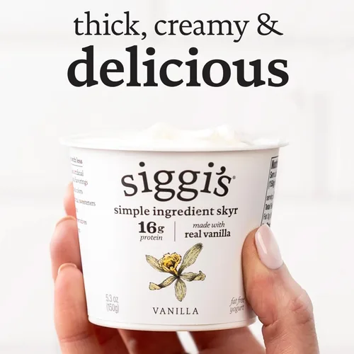 Miniatura 7 de siggi’s® Yogur escabechado islandés sin grasa, Vainilla, 5.3 oz. Vaso de porción única – Yogur espeso y rico en proteínas
