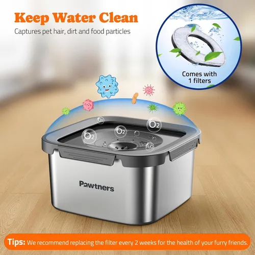 Miniatura 7 de Tazón de Agua Antiderrame Mejorado para Perros, 135oz/4L, Todo de Acero Inoxidable con Base Antideslizante, a Prueba de Derrames para Perros Grandes