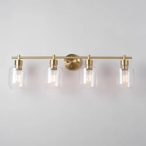 Miniatura 7 de Globe Electric 52083 Cannes - Lámpara de tocador de 4 luces, latón mate, pantallas de cristal opal, bombilla no incluida