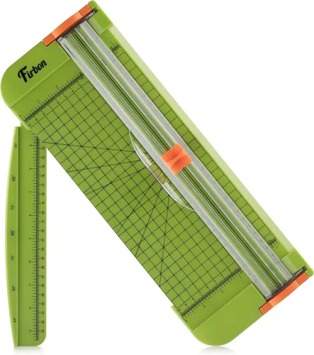 Firbon Cortador de Papel A4 Verde Hierba de 12 Pulgadas Recortador de Papel Recto de Titanio con Regla Lateral para Scrapbooking, Manualidades,