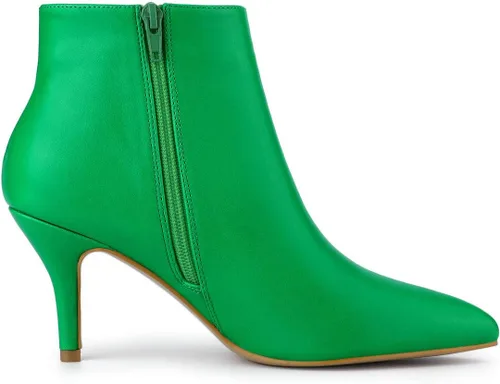 Miniatura 6 de Allegra K Botines de tacón de aguja con cremallera y punta puntiaguda para mujer